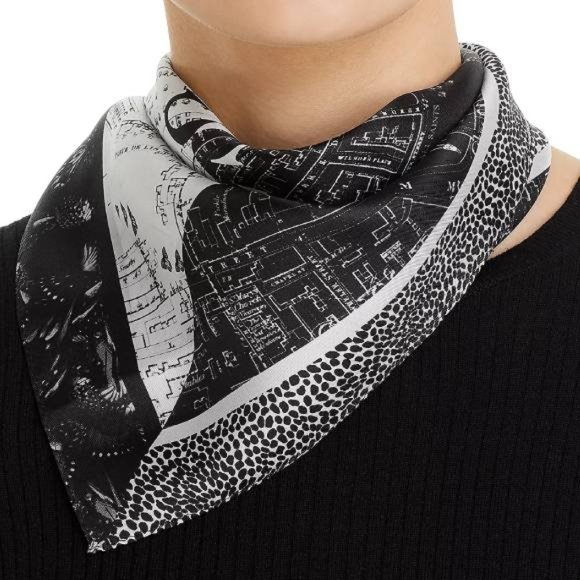 All Saints Spitalfields Splice Square Bandana Scarf in Black and White - Picture 4 of 5